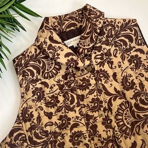 Jones New York women’s tan floral vest size large
